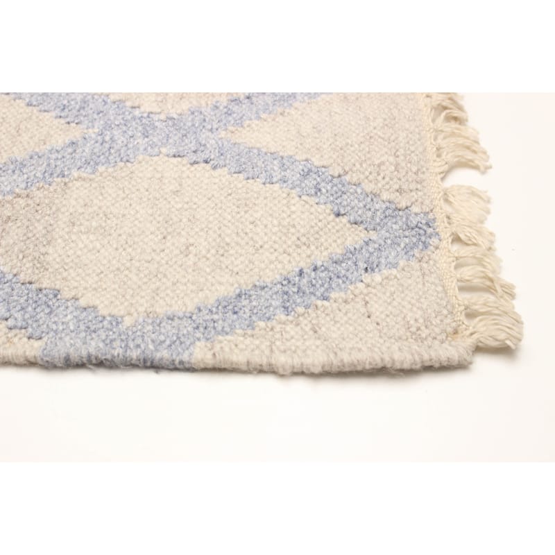 ECARPETGALLERY Flat-Weave Ankara FW Dark Baby Blue Wool Kilim - 4'11 x 8'1