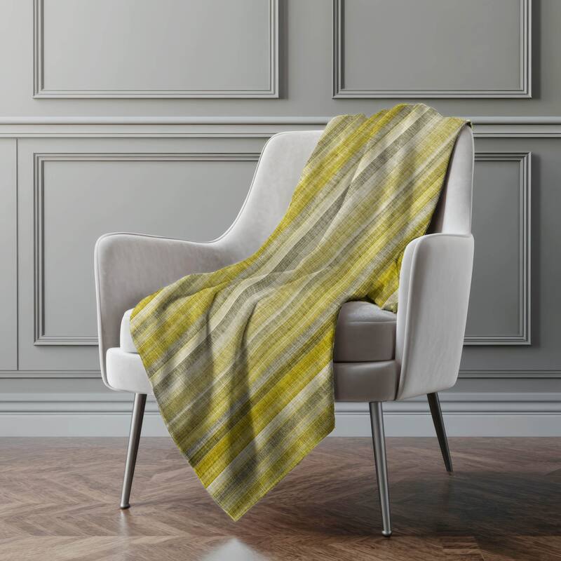 Premium Machine Washable Contemporary Stripe Sherpa Throw Blanket - Gold - 4'2" x 5'10"