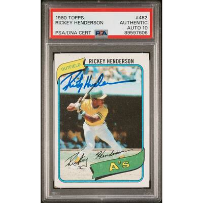 Rickey Henderson 1980 Topps Signed Rookie Card #482 Auto Graded PSA 10 89597606 - 8'6" x 11'6"
