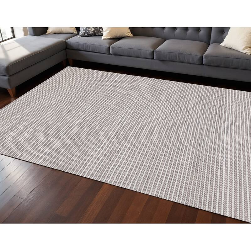 HomeRoots Striped Modern Rectangle Area Rug - 8' X 11'