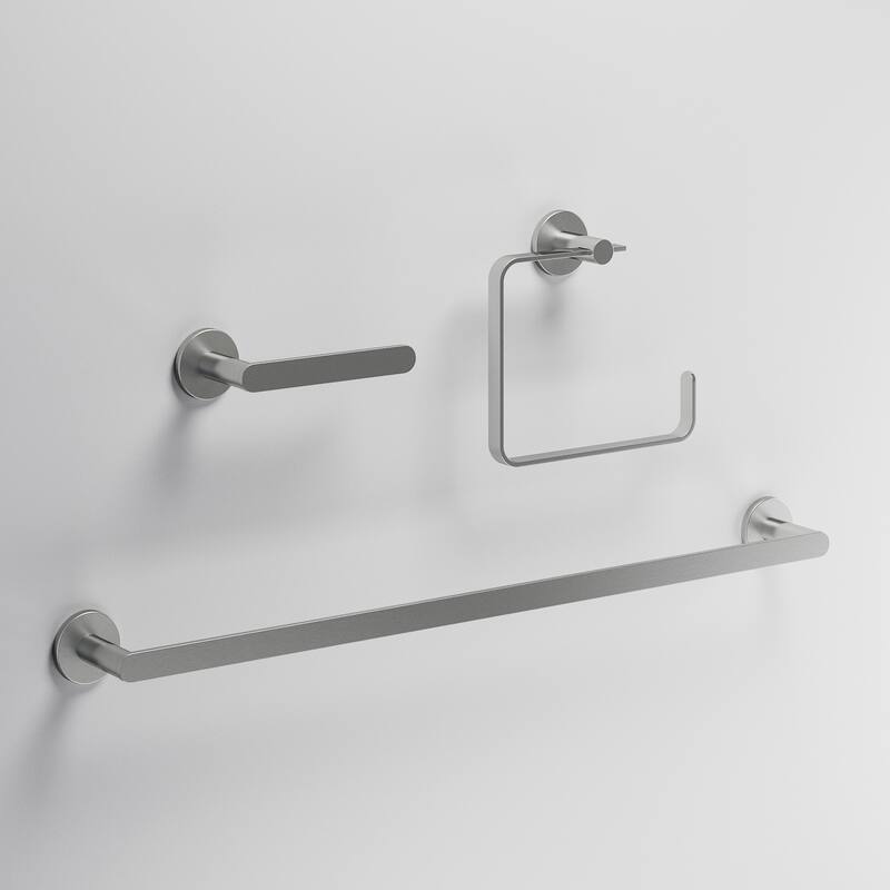 VIGO Arden 3-Piece Bathroom Hardware Accessory Set with 24 in. Towel Bar, Toilet Paper Holder, Hand Towel Holder - Brushed Nickel