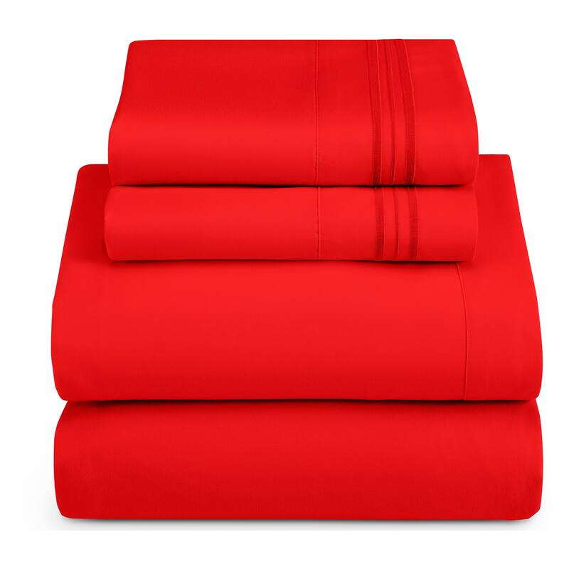 Nestl Ultra-soft Deep Pocket Bed Sheet Set - Twin - Cherry Red