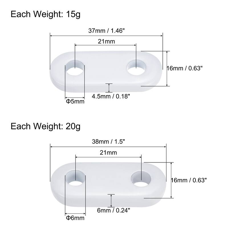 White Curtain Weights Iron Heavy Pendant (2 Sizes, 15g 8pcs, 20g 8pcs) - Set of 2 Sizes, 15g 8pcs, 20g 8pcs