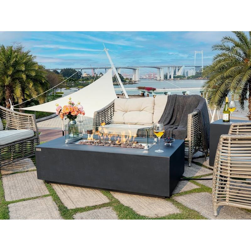 Chelsea 55" Rectangular Outdoor Fire Pit Table by AMS Fireplace