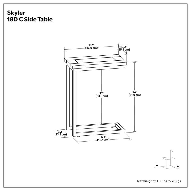 WYNDENHALL Rhonda 18 inch Wide Solid Metal Industrial C Side Table - 18 W x 10 D x 24 H