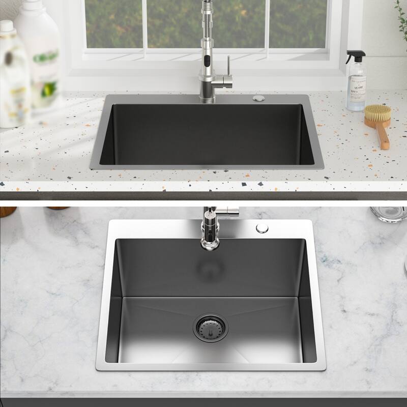 Sink In 25"x22"x12" Laundry Utility 16 Gauge Stainless Steel Drop In Topmount 12 Inch Deep Single Bowl