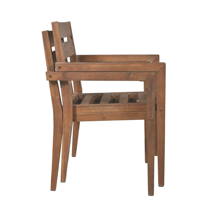 Acacia Wood Dining Set - Waterproof, Rust-Proof, 350LB Capacity, 7Pcs