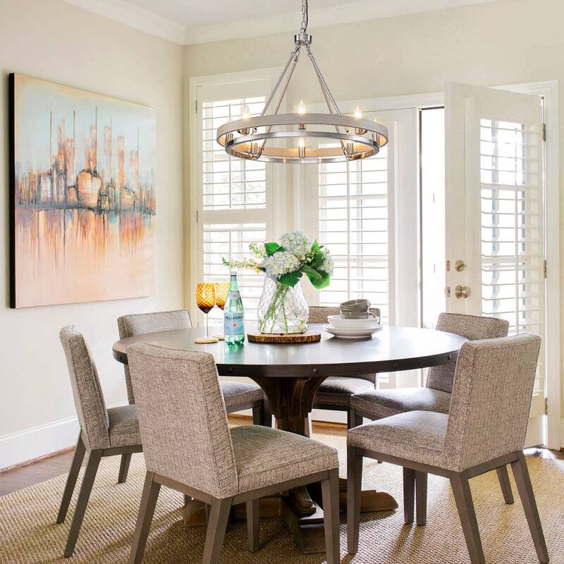 Industrial Chic Candle Chandelier 8-Light for Living Room Foyer