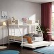 preview thumbnail 2 of 7, Metal Twin over Full Bunk Bed with Trundle, 2-Side Ladder and Full-Length Guardrail, Large Under Bed Storage, White & Brown