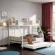 preview thumbnail 2 of 9, Twin over Full Metal Bunk Bed with Trundle, White & Brown