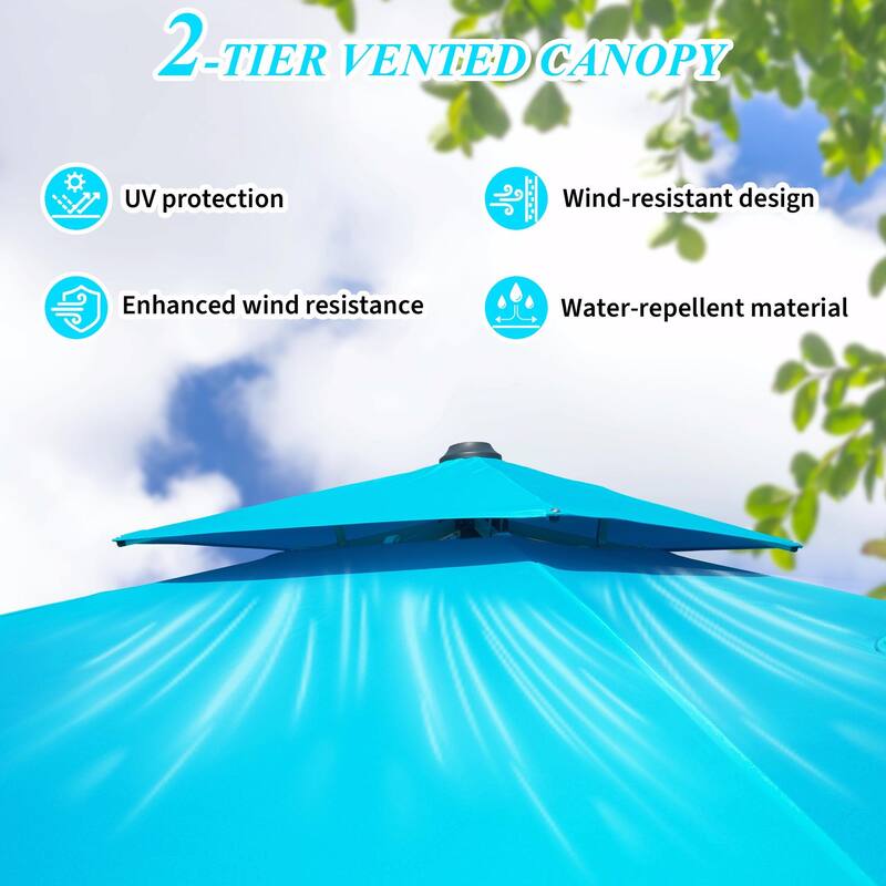 Aluminum Patio Umbrella - 360° Rotation, Hydraulic Lift
