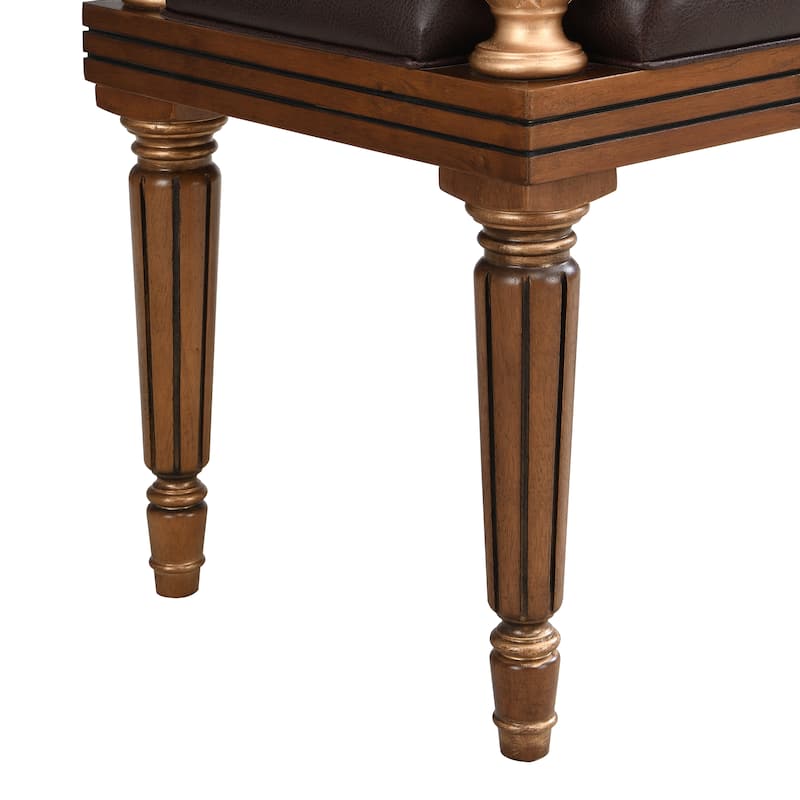 Christopher Knight Home - Mid-Century PU Leather Upholstered Bench with Button-Tufted Seat & Solid Wood Frame - 50"W