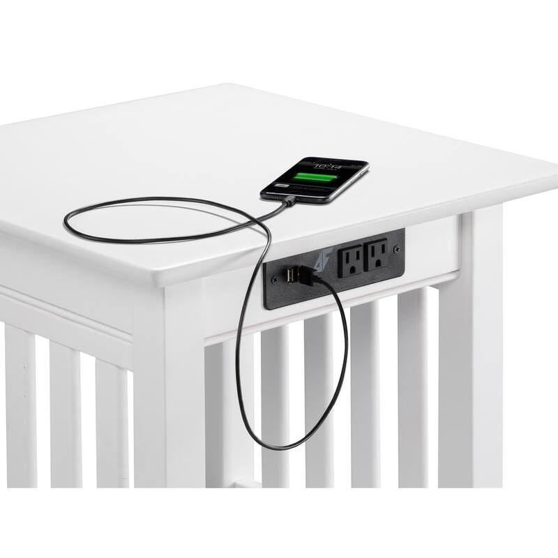 AFI Mission End Table Set of 2 with Built-in Charger