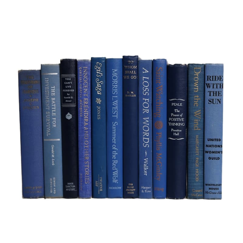 Decorative Books - Vintage Denim Book Bundle - 1 Foot of Blue Books