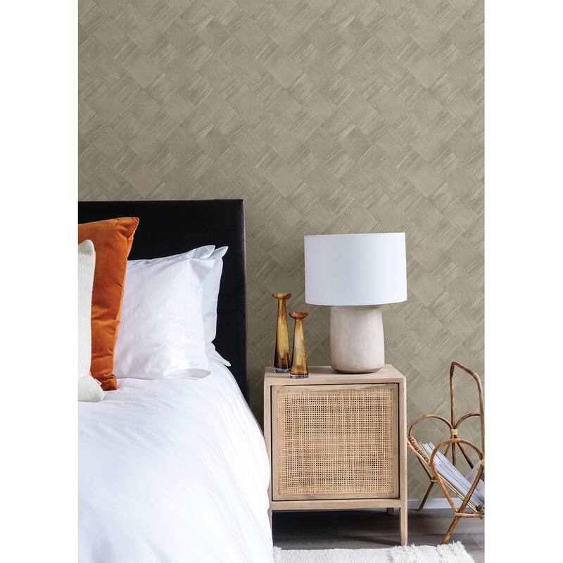 A-Street Prints Thriller Grey Wood Tile Wallpaper