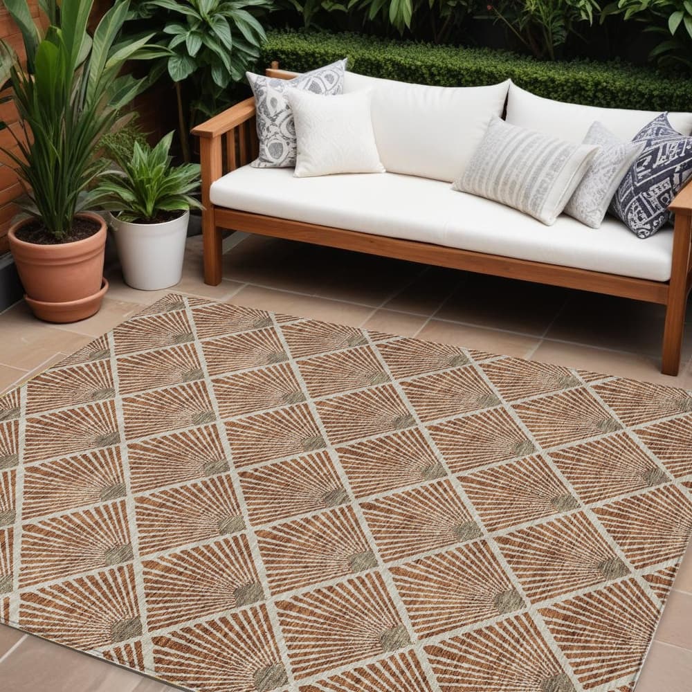 HomeRoots Geometric Transitional Rectangle Outdoor Rug