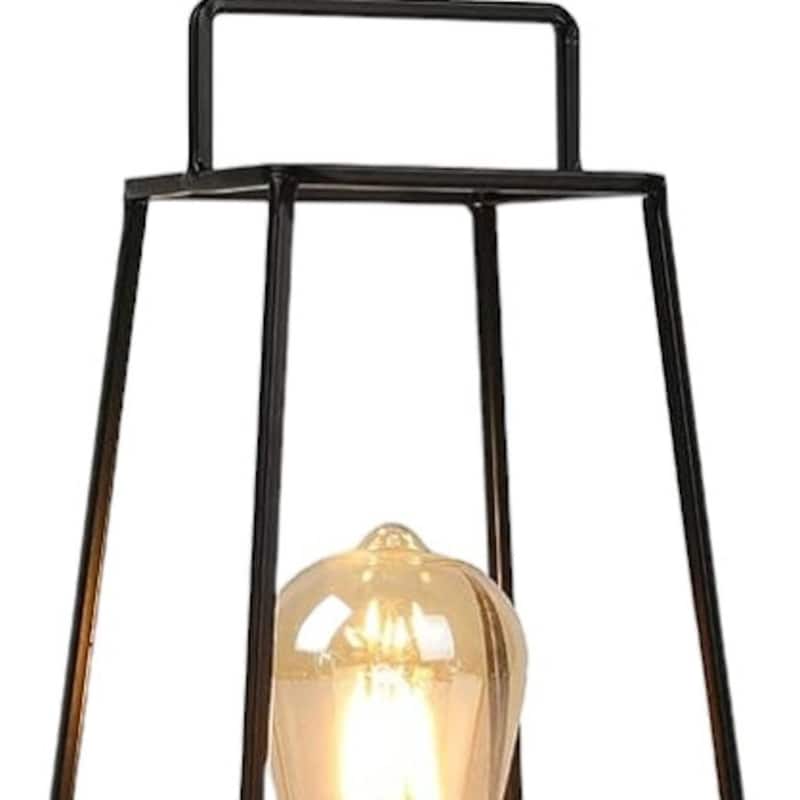 HomeRoots 12" Black Metal Geometric Battery Operated Desk Lamp With Novelty Shade - 4.00 in. x 11.50 in. x 6.00 in.