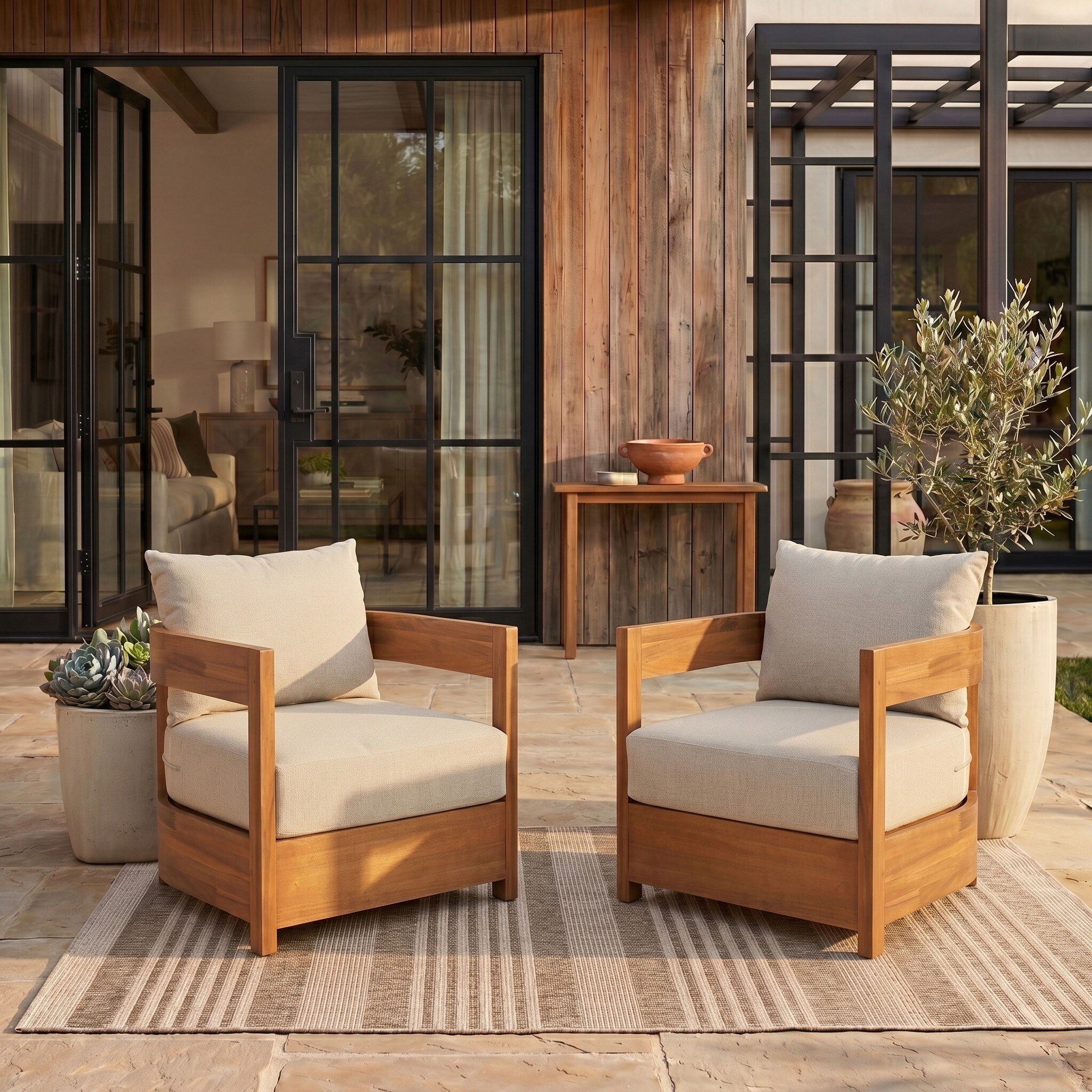SAFAVIEH Outdoor Kento Wood Chair Set of 2, Modern - 27