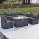 preview thumbnail 75 of 99, Outdoor Patio Furniture Set, All Weather PE Wicker Sectional Conversion Sofa set with Firepit(Optional)
