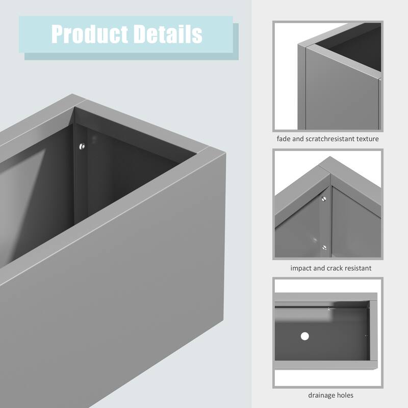 Metal Movable Planter Box with Trellis Privacy Screen Planter Box with Lockable Wheels
