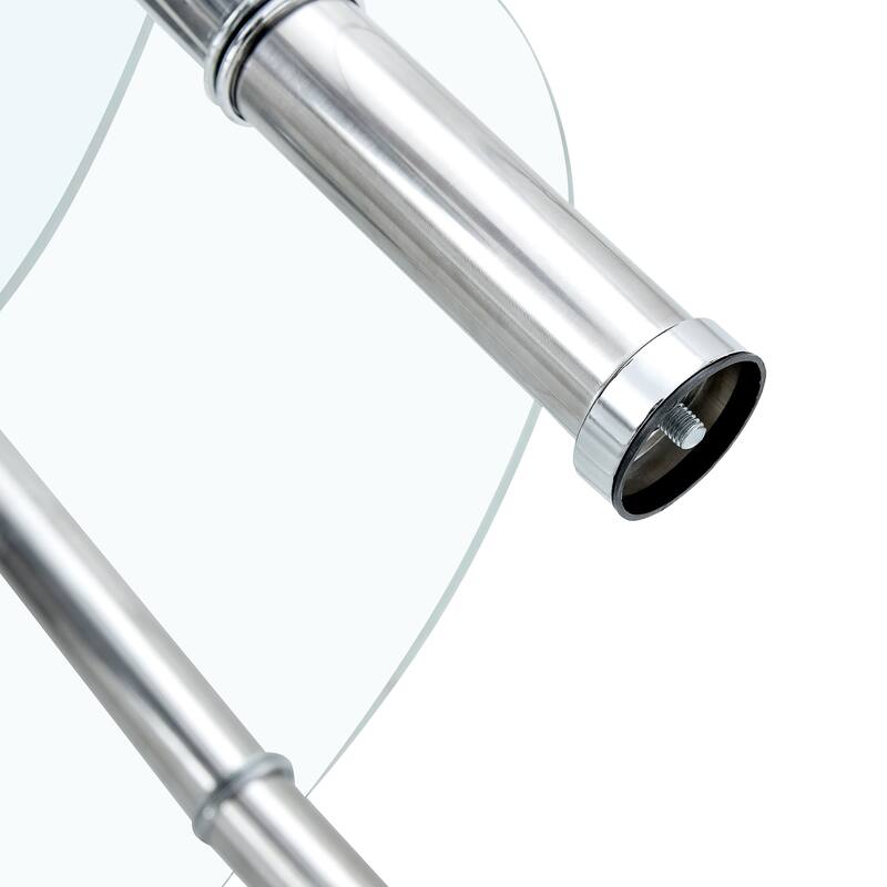 Contemporary Minimalist Double Layer Tempered Glass Coffee Table,Reinforced Glass Tabletop,Stainless Steel Plated Legs