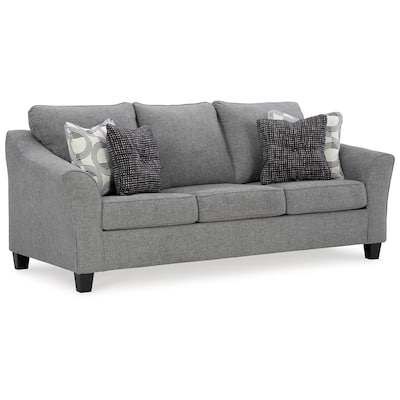 Onia Sofa with 4 Accent Pillows, Black, Smoke Gray Polyester 92 Inch