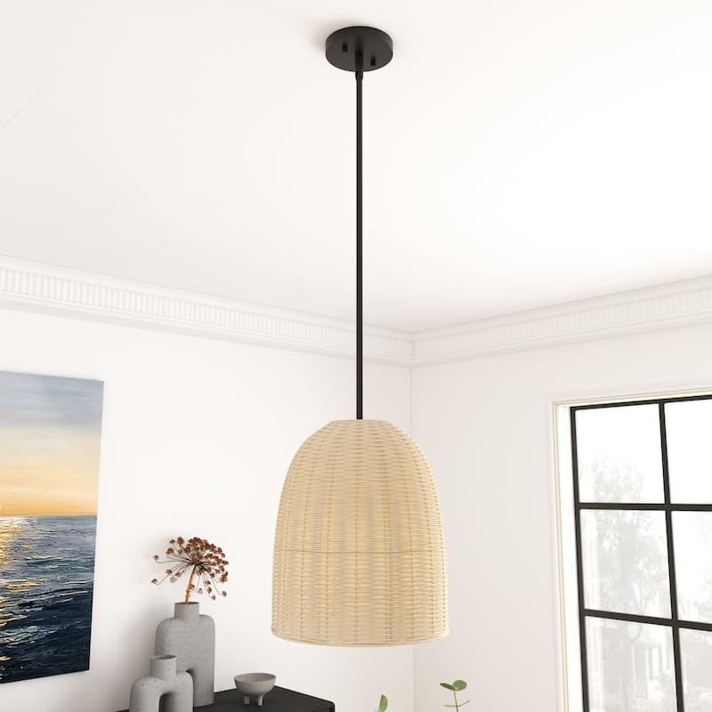 Acroma 1-light Farmhouse Rattan Kitchen Island Pendant - 12