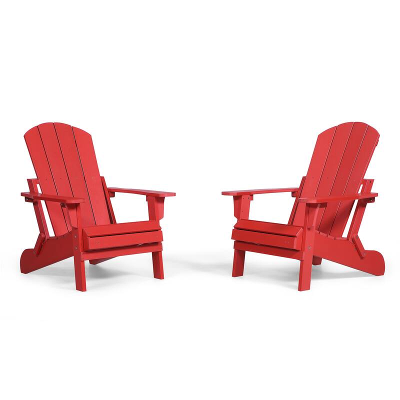 Seaton Folding Poly Adirondack Chair with Pull-out Ottoman, Set of 2