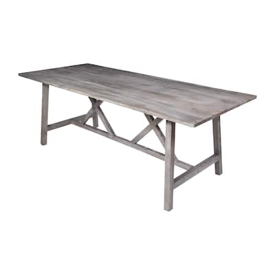 Ashland 84-inch Mango Wood Trestle Dining Table, Washed White