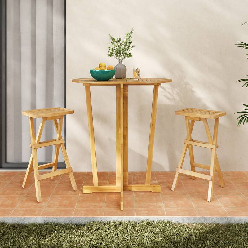 Gymax Outdoor Bar Stools Set of 2 w/ Countered Seat & Footrest Patio