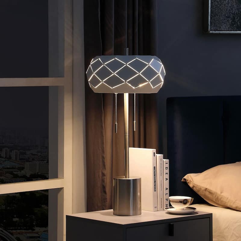 Mid-Century Style Danish Two-Light Steel Zipper Table Lamp
