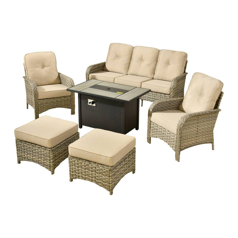 XIZZI Outdoor Patio Furniture Conversation Set with Fire Table