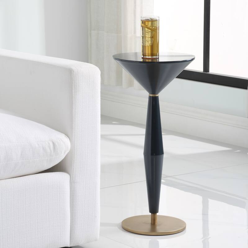 Uttermost Luster Navy Blue Accent Table - 11.75"W x 25.5"H x 11.75"D