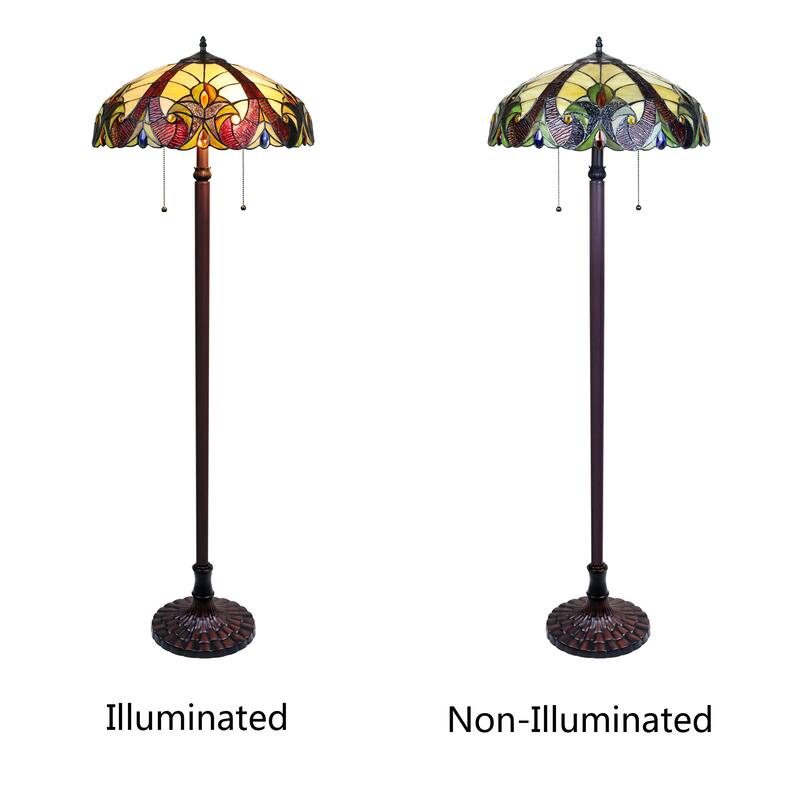Tiffany-Style Victorian Design Dark Bronze Floor Lamp
