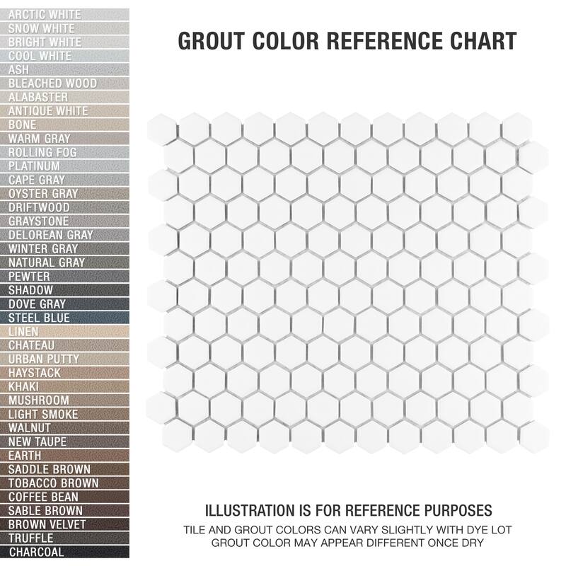 Merola Tile Hudson 1" Hex Matte White 11-7/8" x 13-1/4" Porcelain Mosaic Floor and Wall Tile