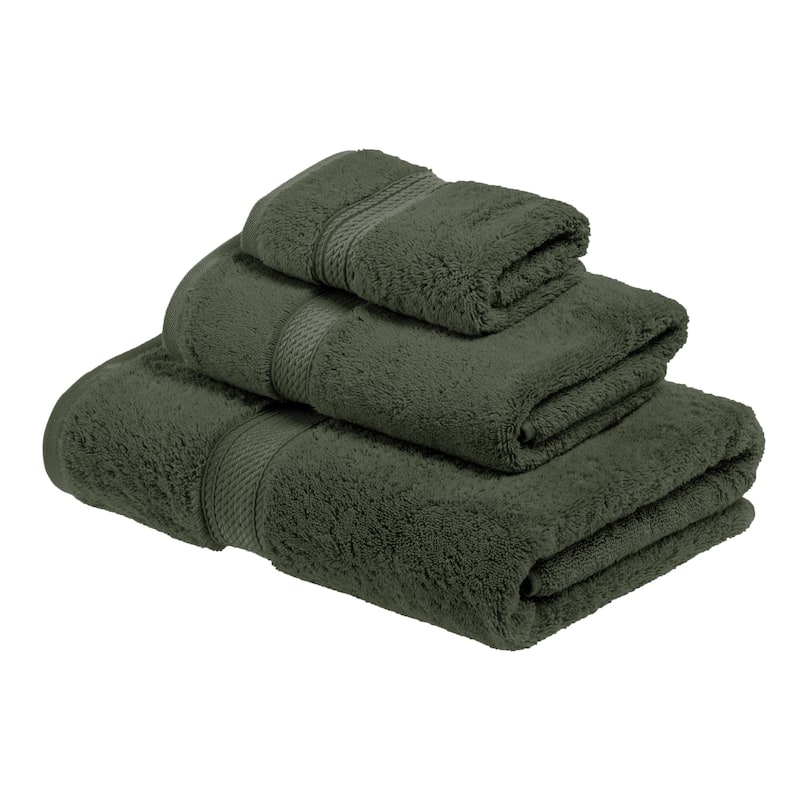 Superior Marche Egyptian Cotton Pile 3 Piece Towel Set - Forest green