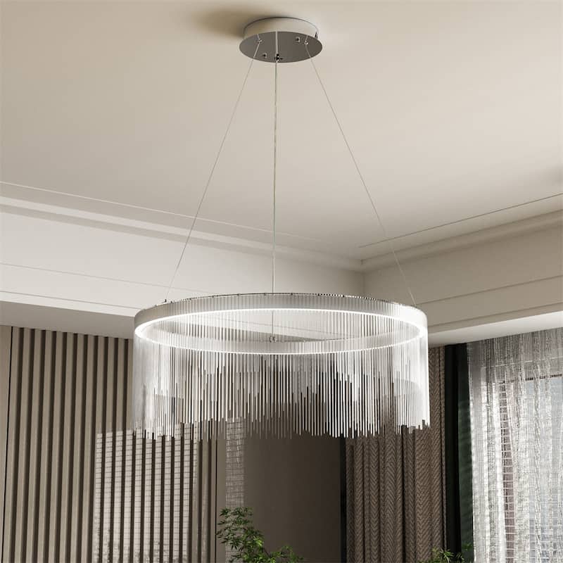 Crystal Chain Pendant Light Elegant Hanging Lamp Fixture Livingroom Decoration