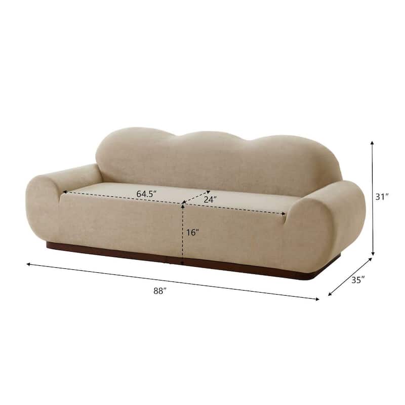 Christopher Knight Home - Cloud Modern Upholstered Chenille Curved 3-Seater Sofa with Round Arms