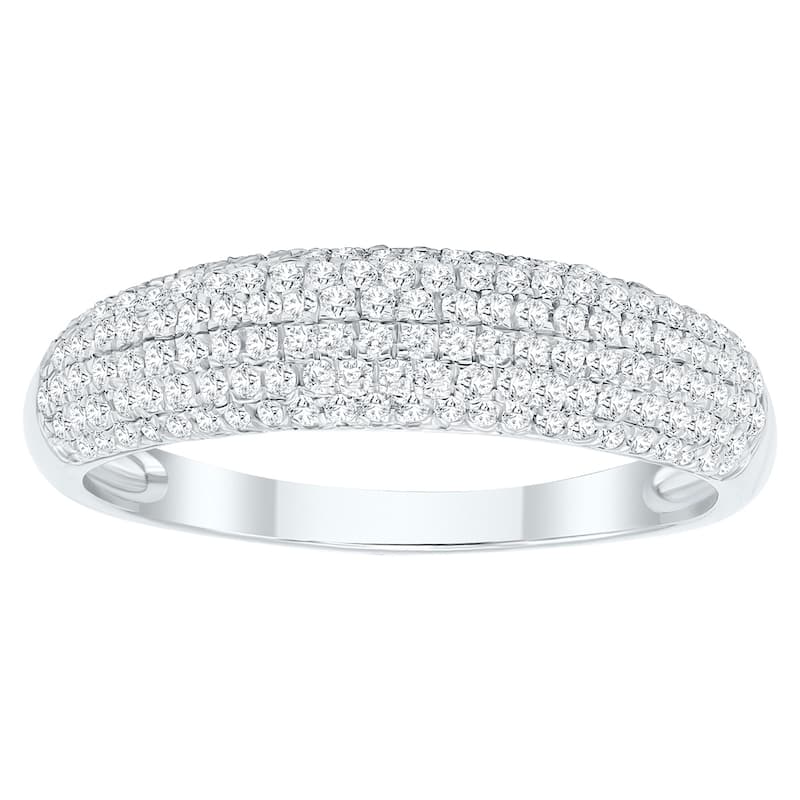 Women's 1/2 Carat TW Round Diamond Pave Set Wedding Anniversary Band in 10K White Gold