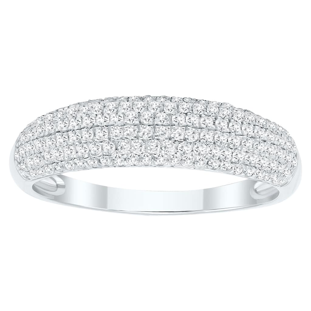 Women's 1/2 Carat TW Round Diamond Pave Set Wedding Anniversary Band in 10K White Gold