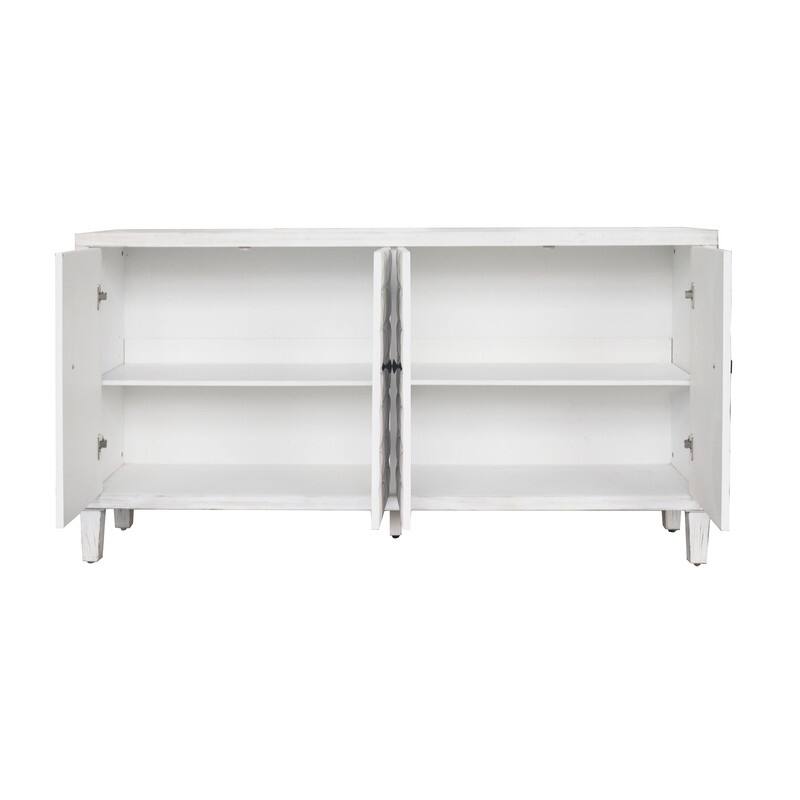White Wash Storage Cabient with Doors and Shelves,Sideboard Cabinet with Adjustable Shelves