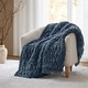 preview thumbnail 1 of 13, Madison Park Solid Ruched Faux Fur 50x60" Ultra-Soft Reversible Throw Slate Blue