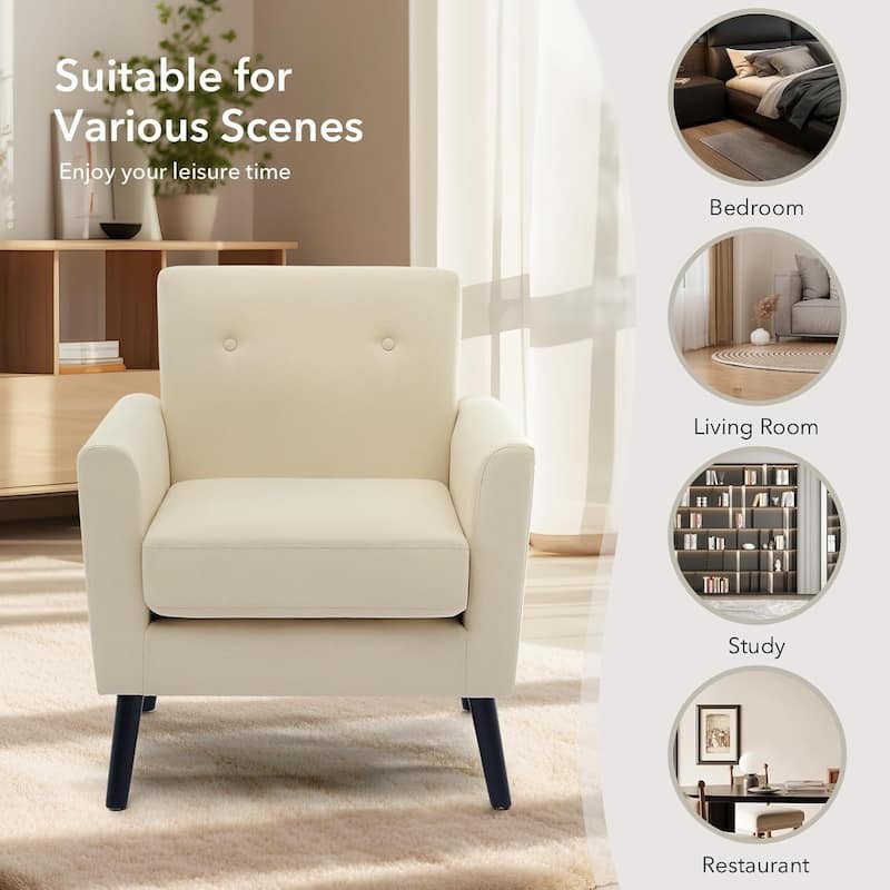 Mid-Century Accent Chairs, Modern Living Room Chairs with Linen Fabric(Set of 2)