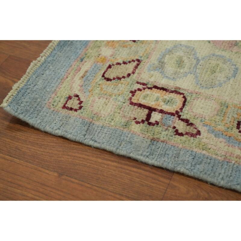 Vegetable Dye Wool Oushak Turkish Area Rug, Medallion Geometric Carpet - 9' 8'' X 8' 4''
