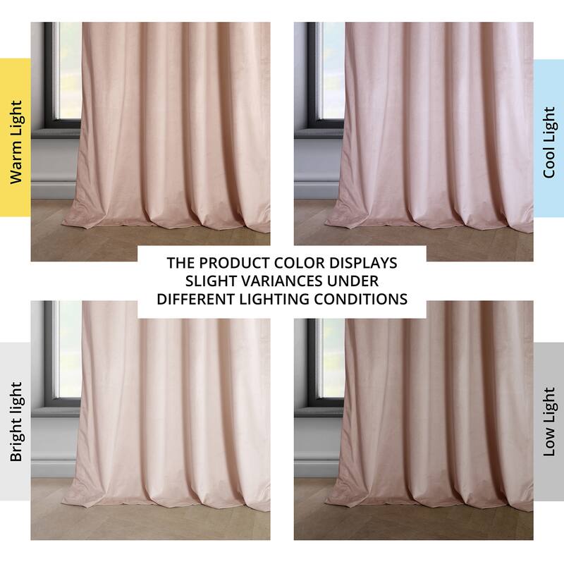 Exclusive Fabrics Heritage Plush Velvet Room Darkening Curtains (1 Panel) Luxury Velvet Curtains for Bedroom & Living Room. - 50 X 84 - Light Pink
