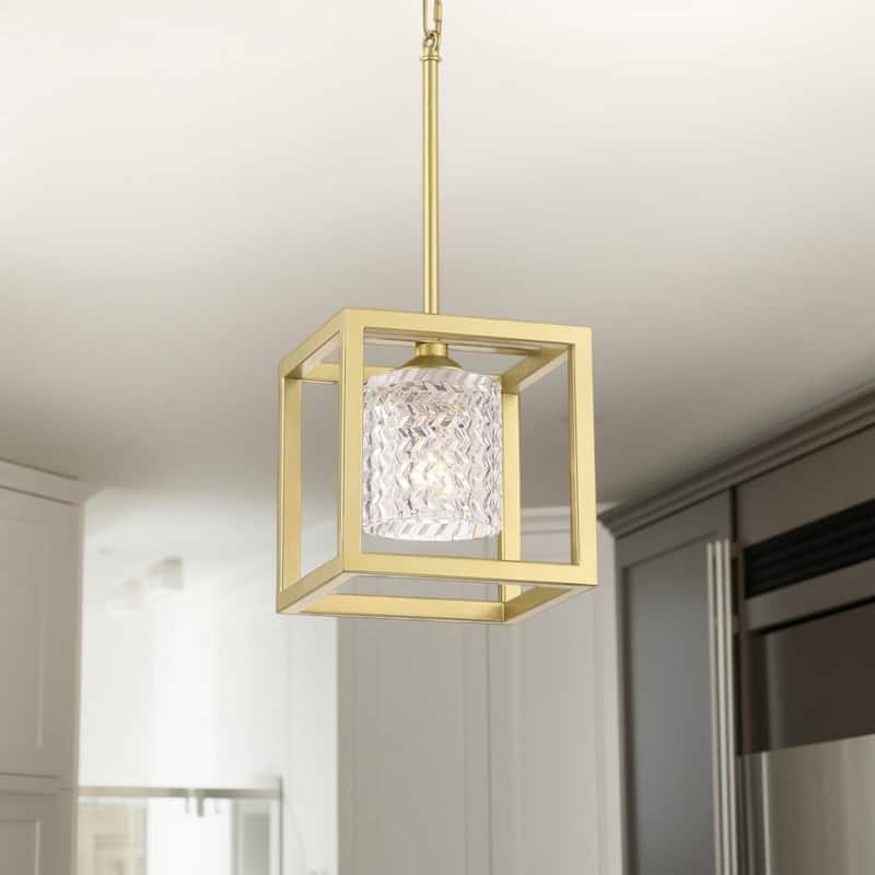 Moulins 1-light Modern Glam Crystal Geometric Kitchen Island Pendant Light - 8'' - Brass