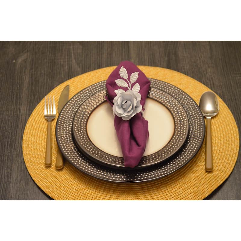 VIBHSA Napkin Rings Set of 8 (White Rose)