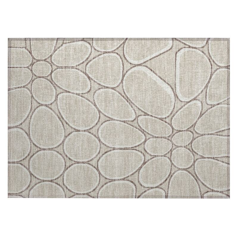 Machine Washable Indoor/ Outdoor Modern Bubbles Chantille Rug