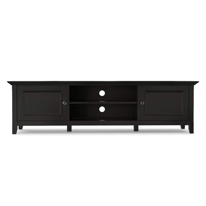 WYNDENHALL Halifax SOLID WOOD 72 inch Wide Transitional TV Media Stand in Hickory Brown For TVs up to 80 inches
