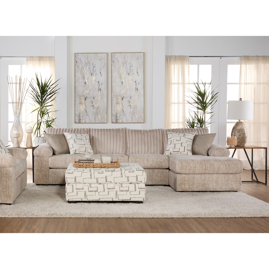 Roundhill Furniture Nason Wide Wale Corduroy Sectional Sofa Chaise with Ottoman